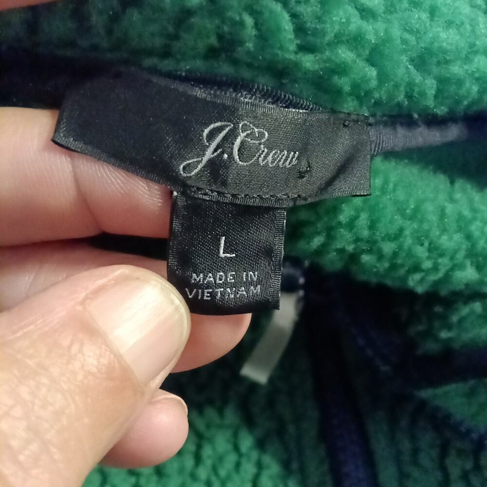 J Crew Sweater Mens Large Green Pullover Fleece 1/4 Zip Golf Sweatshirt Knit - Picture 4 of 8